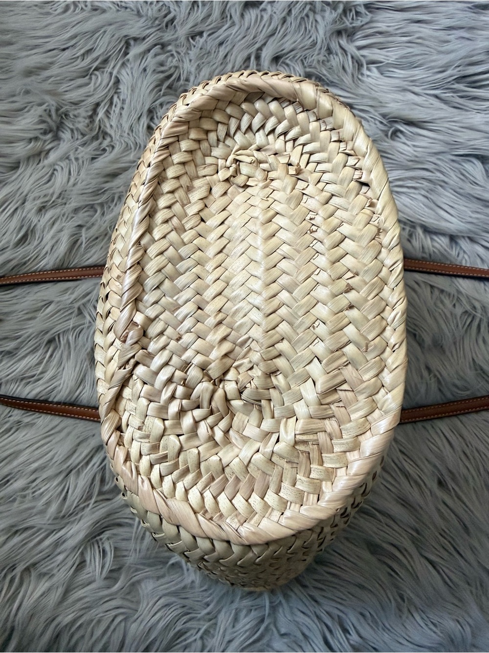 TORY BURCH Ella Straw Basket Tote in Color Natural / Classic Cuoio NWT - Picture 9 of 16